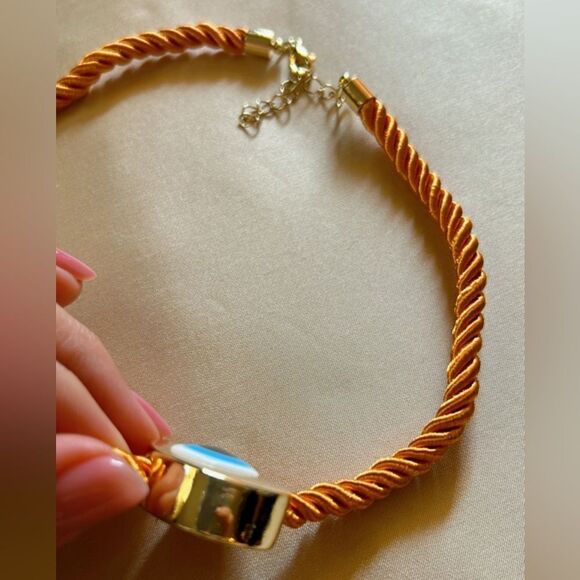 bohemian orange evil eye necklace A486 - Picture 3 of 3